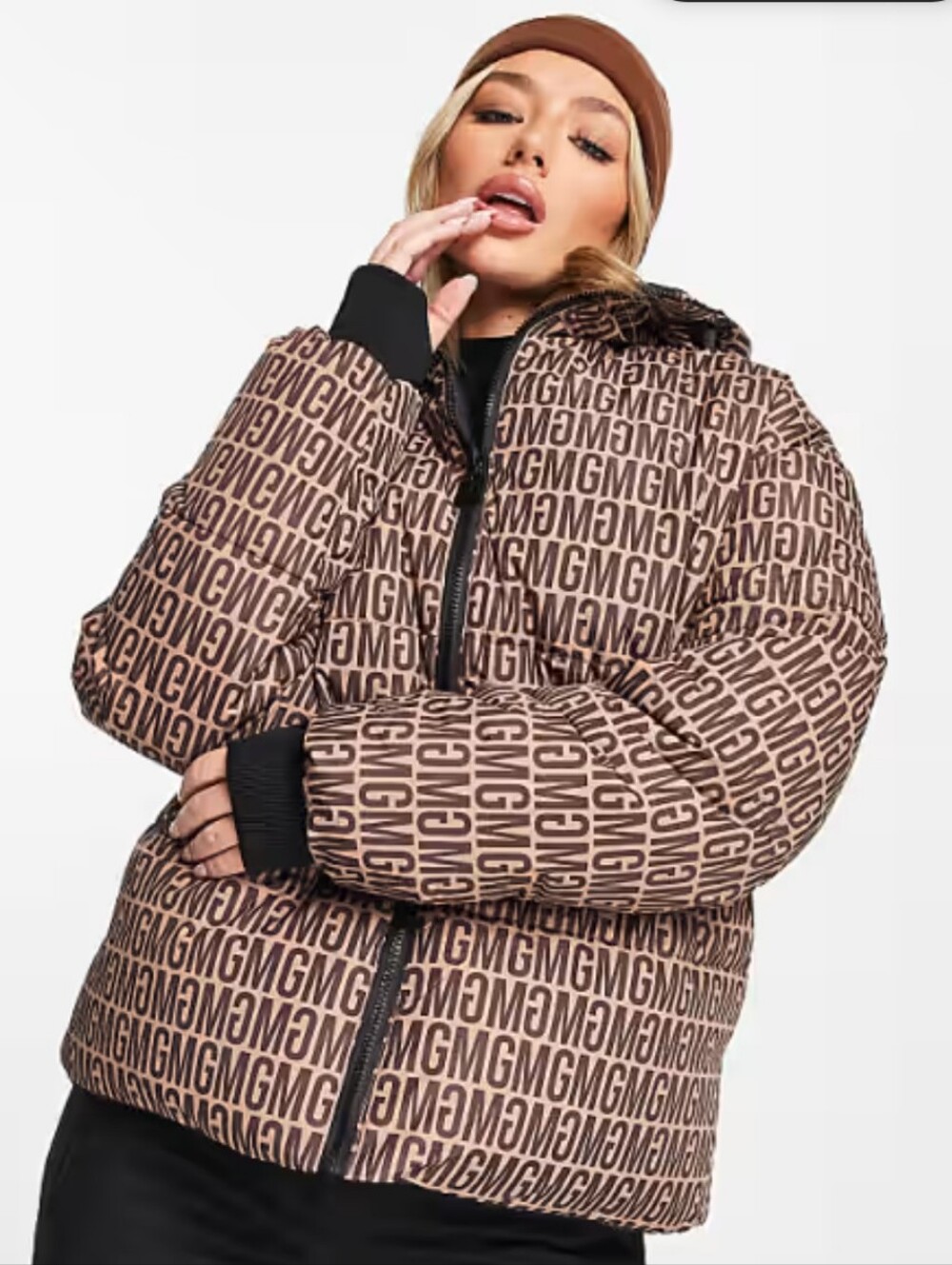 Missguided Ski Reversible Puffer Jacket Sz 2 Brown Black